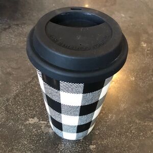 Black & White Buffalo Check Travel Mug with Silicone Lid
